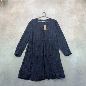 Zara Dark Blue Textured Long Sleeve Dress
